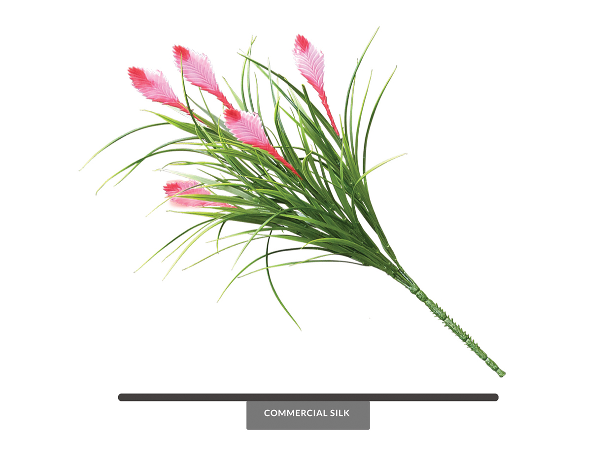 Artificial Bromeliad Foliage with Pink Flowers