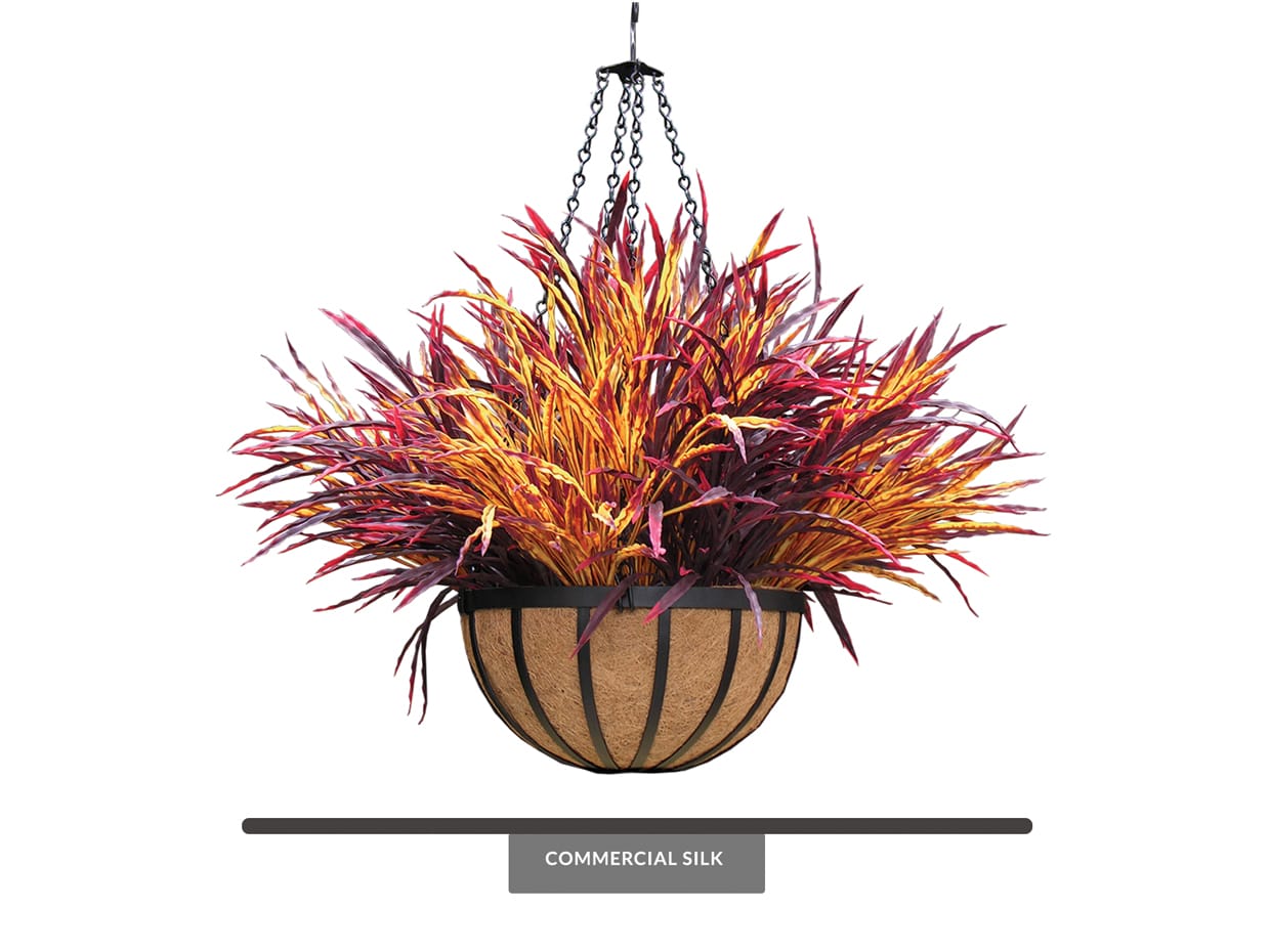 Artificial Fall Hanging Baskets Ribbon Grass