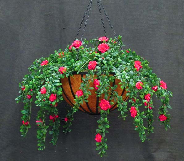 Artificial Azalea Hanging Basket ID# AZA422B+