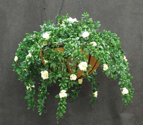 Artificial Azalea Hanging Basket ID# AZA422B+