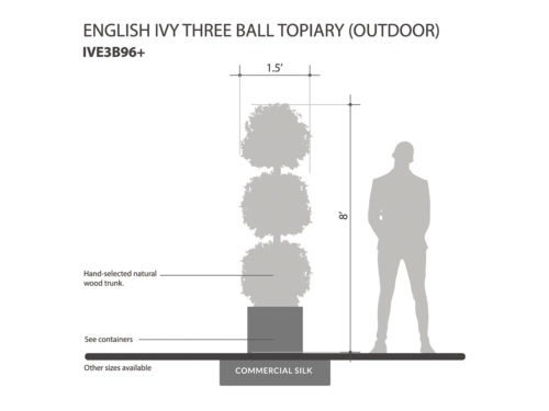 English Ivy 3 Topiary Balls ID# IVE3B96+