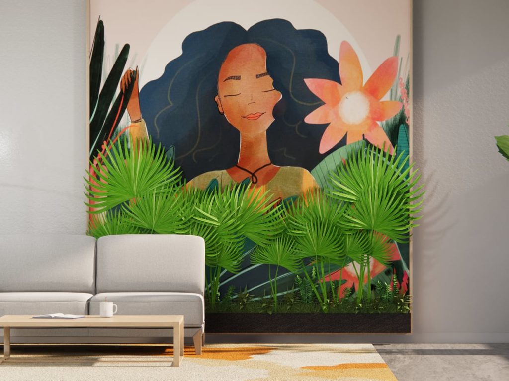 Watercolor Wall Art With Greenery