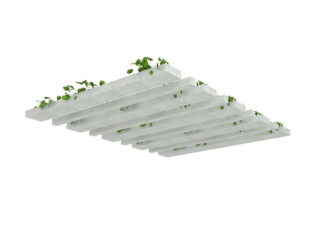 Acoustical Ceiling Baffles with Greenery
