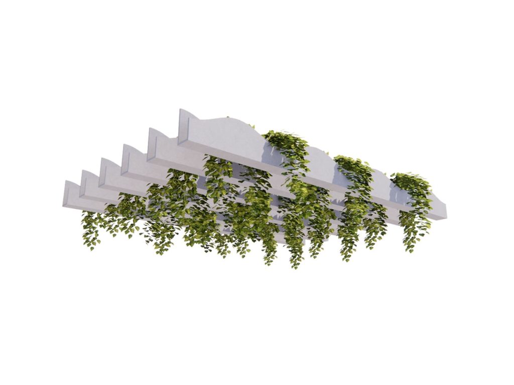 Ceiling Sound Baffles with Hanging Vines