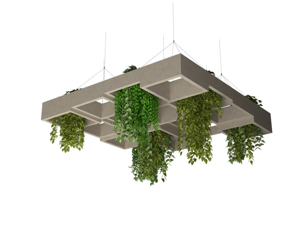 Felt Ceiling Clouds with Fake Vines
