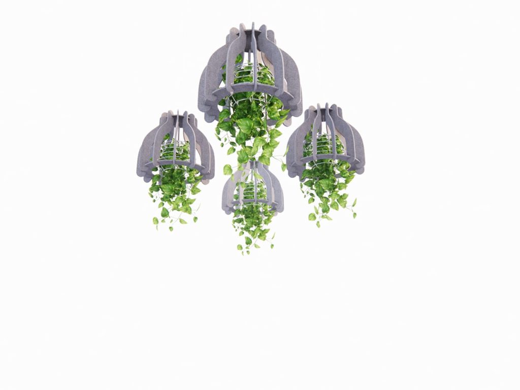 Sound Absorbing Ceiling Clouds with Greenery